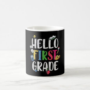 Hallo Erster Schullehrer Kinder zurück Schule Kaffeetasse