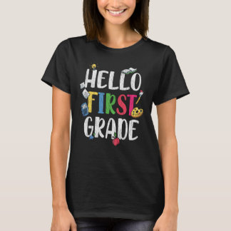 Hallo Erster Schullehrer Kinder zurück Schule T-Shirt