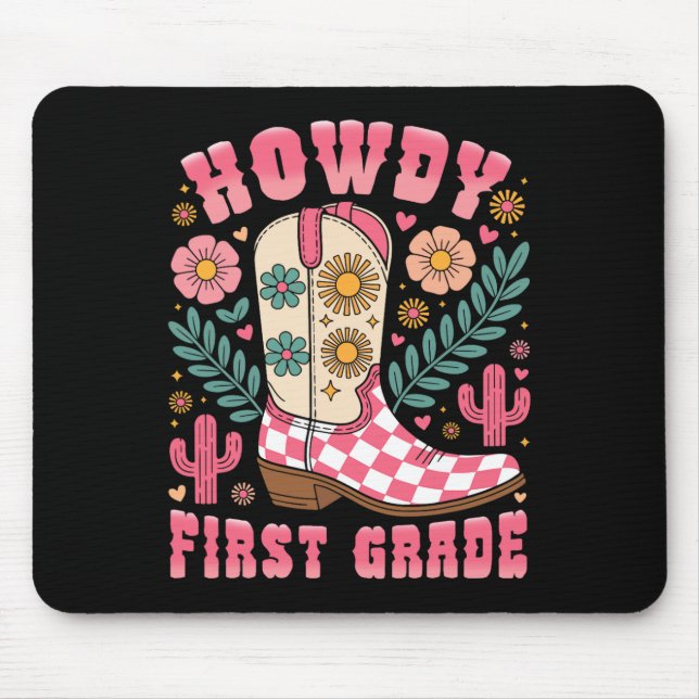 Hallo Erstklasslehrer Western Cowboy Mousepad (Vorne)