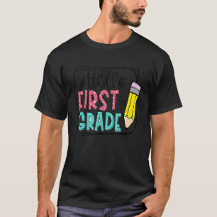 Hallo Erstklässler Bleistift Zurück zur Schule Leh T-Shirt