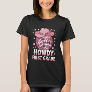 Hallo Erstklässler Lustige Rosa Cowgirl Disco Zurü T-Shirt