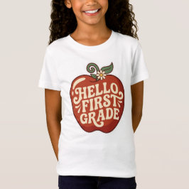 Hallo Erstklässler Retro Apfel Zurück zur Schule T-Shirt