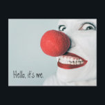 Hallo, es ist mein lustiges Clowngesicht Postkarte<br><div class="desc">Behalt ihnen,  mit einer lustigen Postkarte zu lächeln. Verwendung für jeder Anlass - Geburtstage,  Beifall,  Glückwünsche oder behalt in Touch. Sie können den Text mit einer eigenen benutzerdefinierten Nachricht bearbeiten,  indem Sie den in der Entwurfsvorlage angezeigten Beispieltext ersetzen. Foto Credit: Ryan McGuire</div>