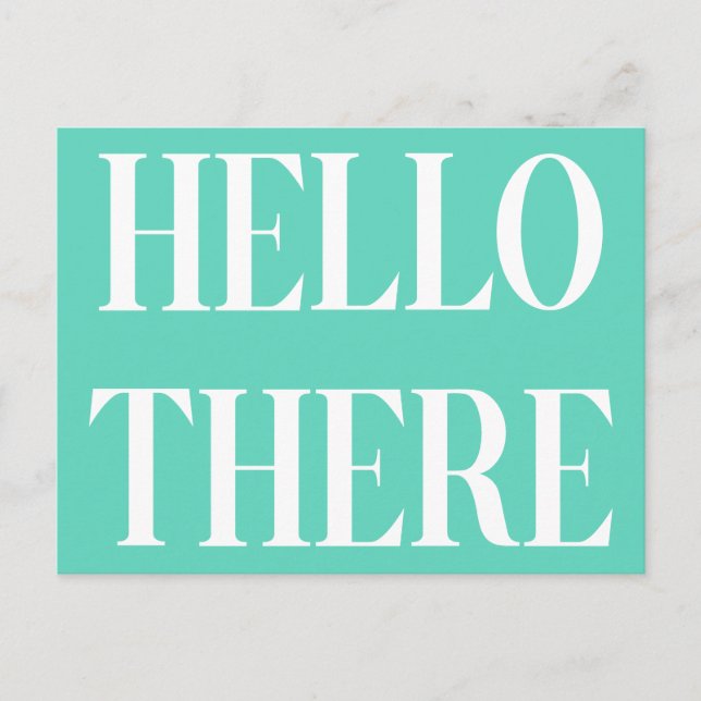 Hallo Es Typografie Design in Mint Green Postkarte (Vorderseite)