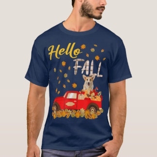 Hallo Fall Corgi Retriever Leaf Autumn Red Truck D T-Shirt