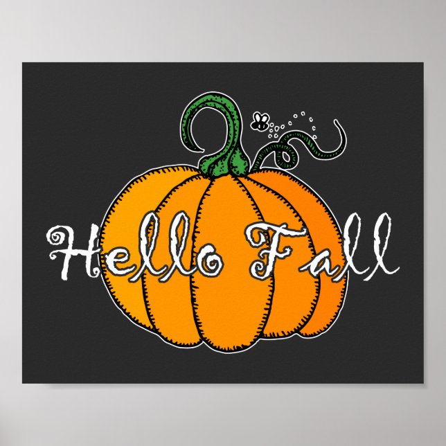 Hallo Fall Fall Pumpkin Hellow Pumpkin Poster (Vorne)