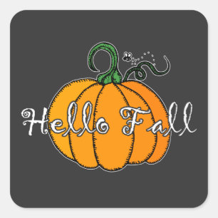 Hallo Fall Fall Pumpkin Hellow Pumpkin Quadratischer Aufkleber