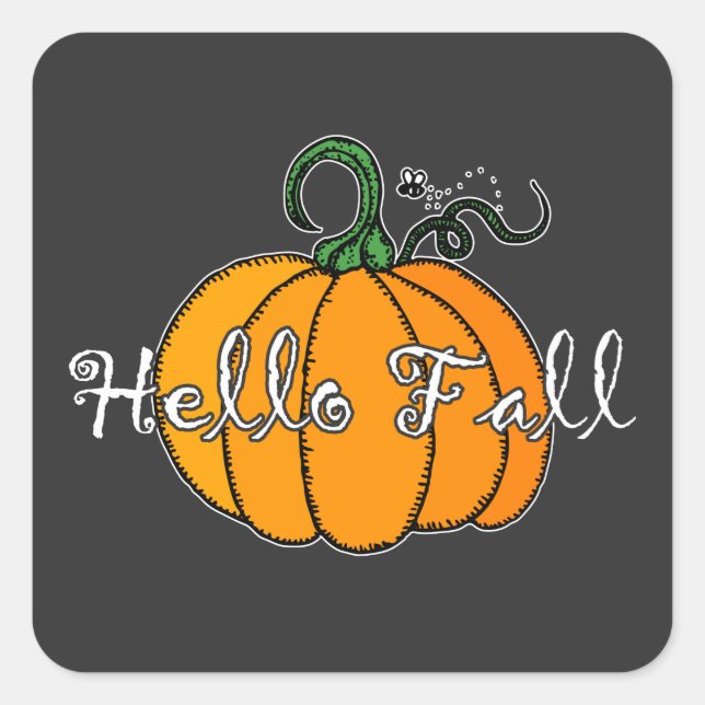 Hallo Fall Fall Pumpkin Hellow Pumpkin Quadratischer Aufkleber (Vorderseite)