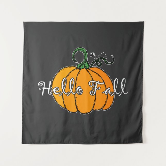 Hallo Fall Fall Pumpkin Hellow Pumpkin Wandteppich (Vorderseite)