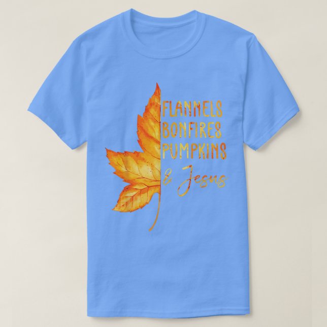 Hallo Fall Flannels Bonfire Pumpkins und Jesus the T-Shirt (Design vorne)