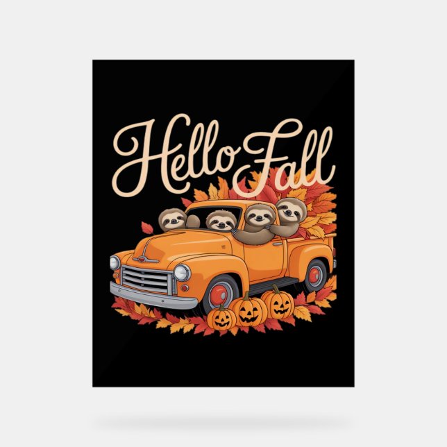 Hallo Fall Funny Sloth Halloween Pumkin Classic T- Acrylschild (Vorderseite)