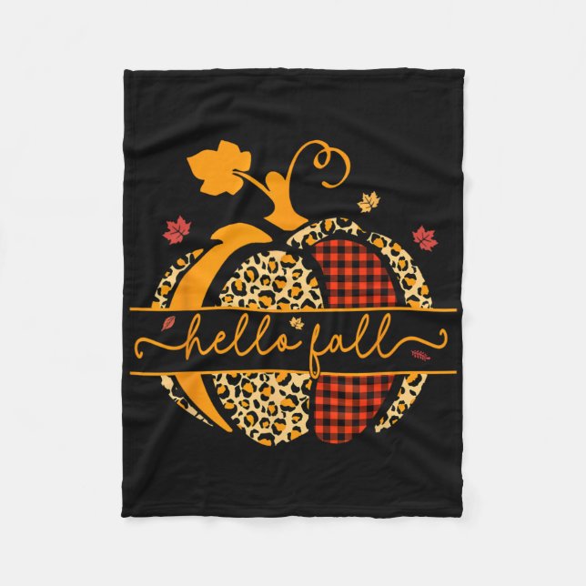 Hallo Fall glücklicher Fall Y'all Herbst Pumpkin L Fleecedecke (Vorderseite)
