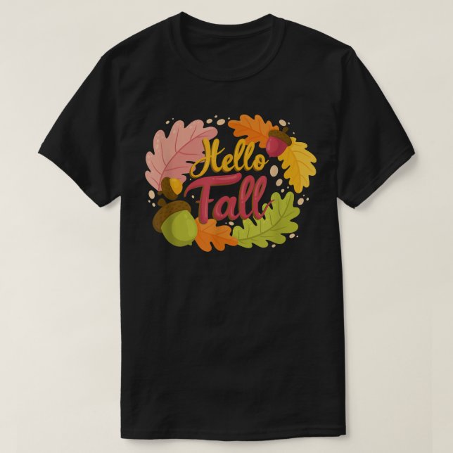 Hallo Fall Herbst Fallende Herbstresultate Niedlic T-Shirt (Design vorne)
