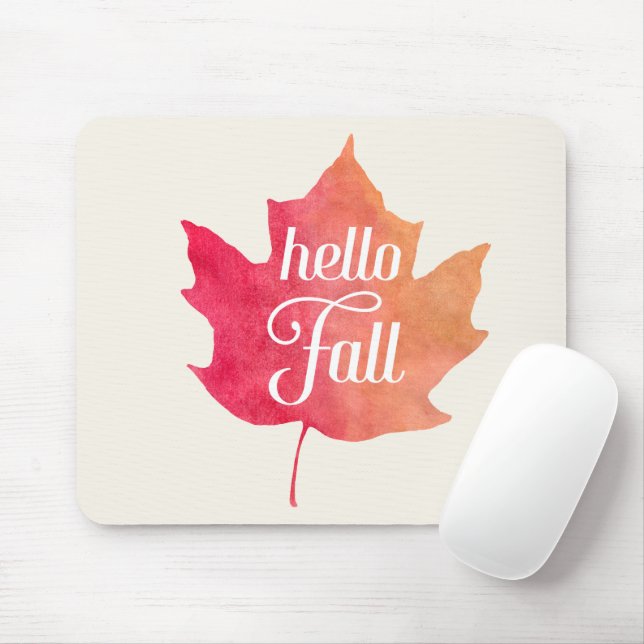 Hallo Fall Leaf Autumn Zitat Farbe Mousepad (Mit Mouse)