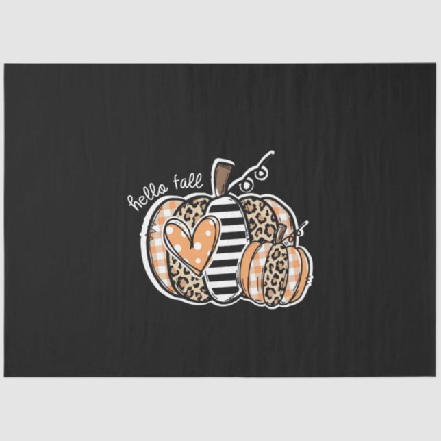 Hallo Fall Leopard Pattern Pumpkin Seidenpapier (Vorderseite)
