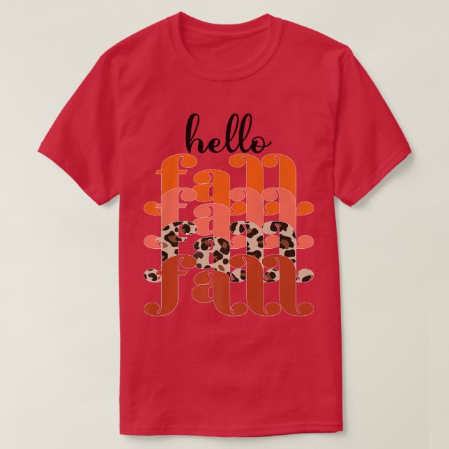 Hallo Fall Leopard Retro Herbstpumpenfrauen T-Shirt (Design vorne)