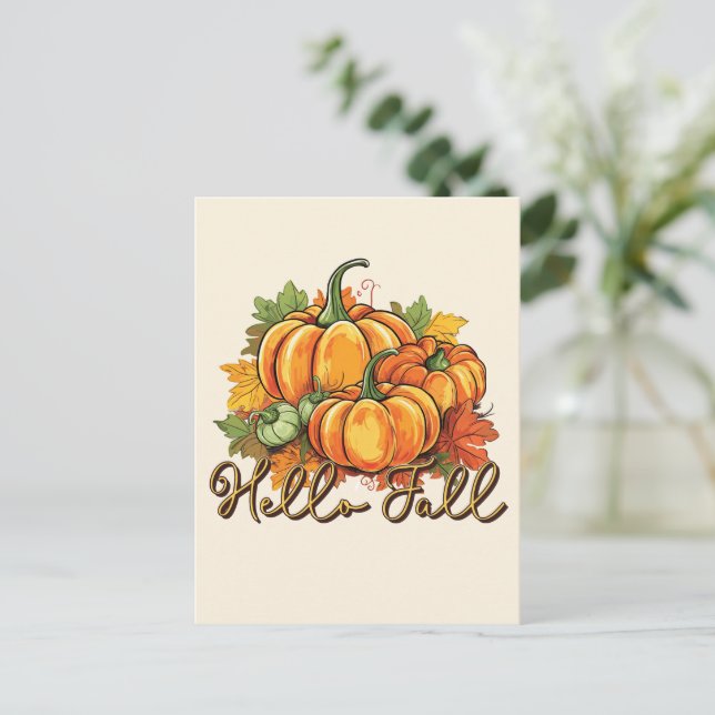 Hallo Fall Postkarte (Stehend Vorderseite)