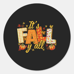 Hallo Fall Pumpkin Es ist Fall Yall Fall Vibes Vie Runder Aufkleber