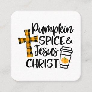 Hallo Fall Pumpkin Gewürz & Jesus Christus Fall Ch Quadratische Visitenkarte