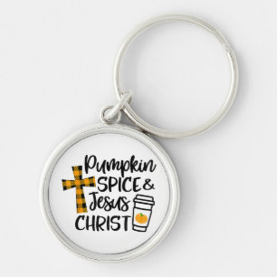 Hallo Fall Pumpkin Gewürz & Jesus Christus Fall Ch Schlüsselanhänger