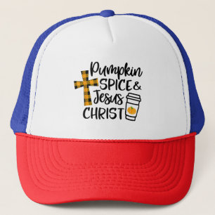 Hallo Fall Pumpkin Gewürz & Jesus Christus Fall Ch Truckerkappe
