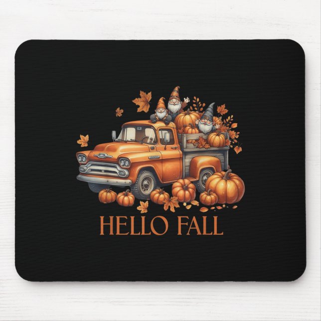 Hallo Fall Pumpkin Kup Truck Gnome Herbstbaum Fab Mousepad (Vorne)