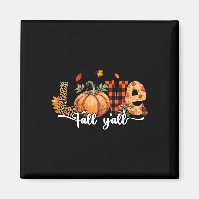 Hallo Fall Pumpkin Liebe Fall Y'all Leopard Fall D Magnet (Vorne)