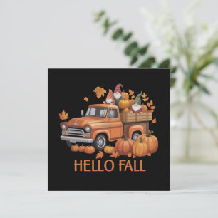 Hallo Fall Pumpkin Lieferwagen Truck Gnome Herbstb Feiertagskarte