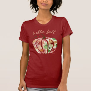 Hallo Fall Pumpkin Wasserfarbe Blumenmädchen Herb T-Shirt