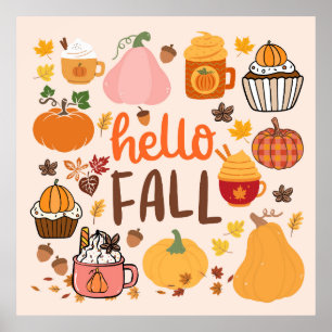Hallo Fall Pumpkins Poster