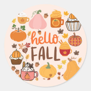 Hallo Fall Pumpkins Runder Aufkleber