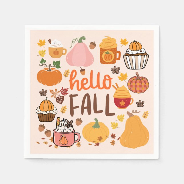 Hallo Fall Pumpkins Serviette (Vorderseite)