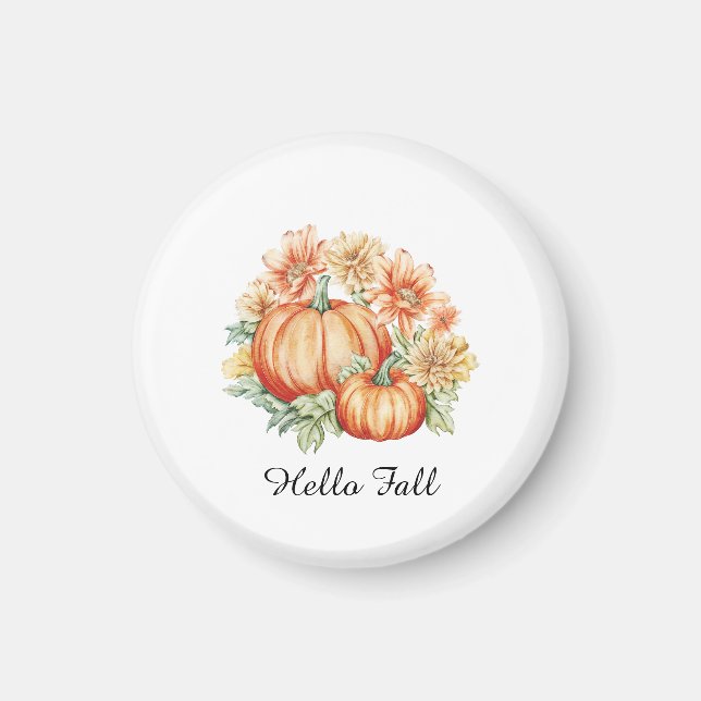 Hallo Fall Pumpkins und Blume Herbstdekor Magnet (Vorne)