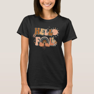 Hallo Fall Rainbow Floral Groovy Fall Vibes Herbst T-Shirt