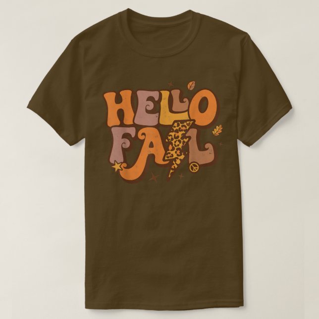 Hallo Fall Retro Fall Yall Blätter Herbstsaison Di T-Shirt (Design vorne)