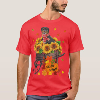 Hallo Fall Rottweiler Hund in Sonnenblumen Blätter T-Shirt