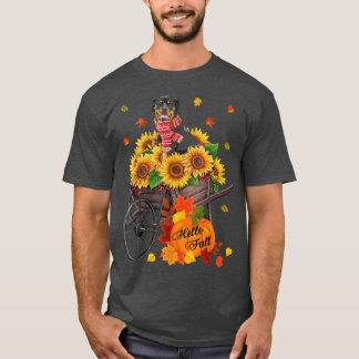 Hallo Fall Rottweiler Hund in Sonnenblumen Blätter T-Shirt
