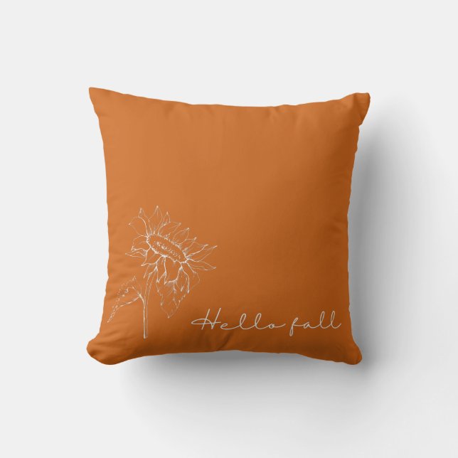 Hallo Fall Sonnenblume Orange Herbst Reversible Kissen (Vorderseite)