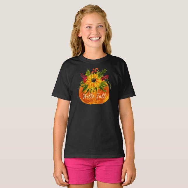 Hallo Fall Sonnenblumen Pumpkin Autumn Rustic T-Shirt (Vorne ganz)