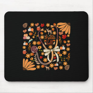 Hallo Fall Stethoscope Nurse Boho Floral Health Ca Mousepad