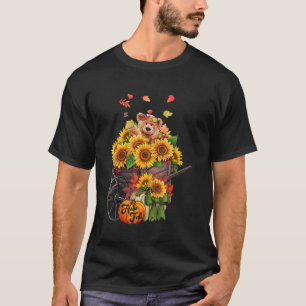 Hallo Fall Teddy Bären in Sonnenblumen Tossing Blä T-Shirt