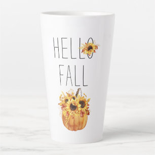 Hallo Fall Wasserfarbe Sonnenblumen und Kürbiskürb Milchtasse