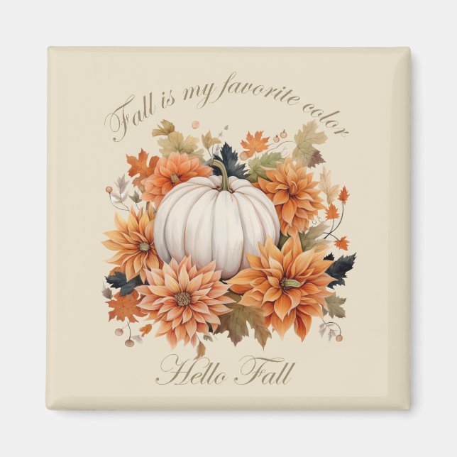 Hallo Fall Wasserfarbe Wildblumen Blätter Herbst Magnet (Vorne)