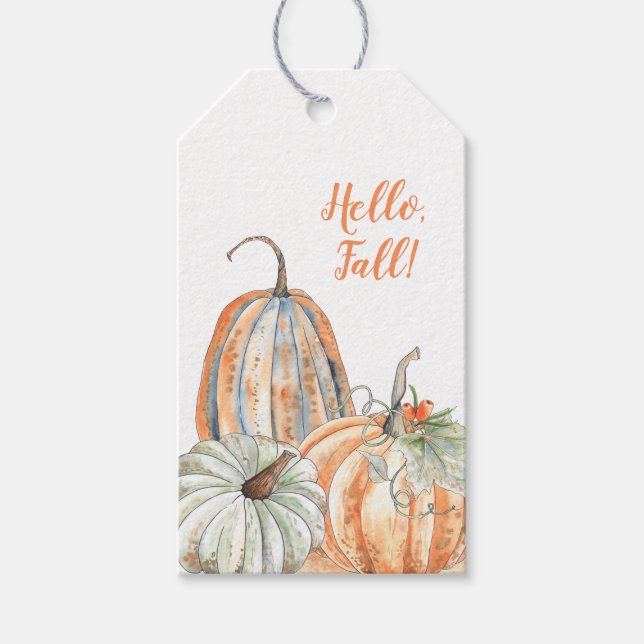 Hallo Fall Watercolor Pumpkins Geschenkanhänger (Vorderseite)