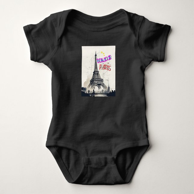 Hallo Farbige Paris Baby Strampler (Vorderseite)