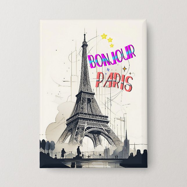 Hallo Farbige Paris Button (Vorderseite)