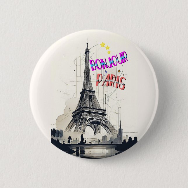 Hallo Farbige Paris Button (Vorderseite)