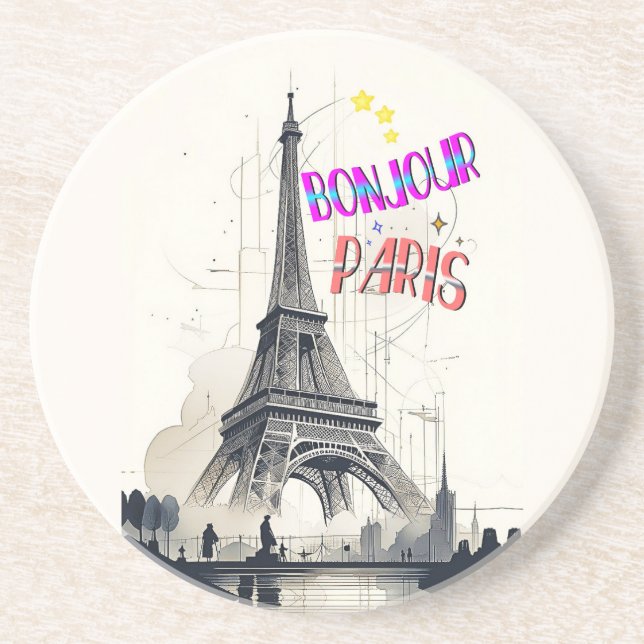 Hallo Farbige Paris Getränkeuntersetzer (Vorne)