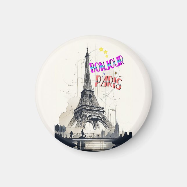 Hallo Farbige Paris Magnet (Vorne)