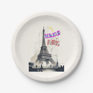 Hallo Farbige Paris Pappteller